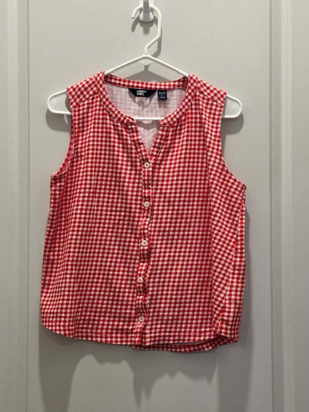 Lands End Gingham Button Down Blouse - Size XSP